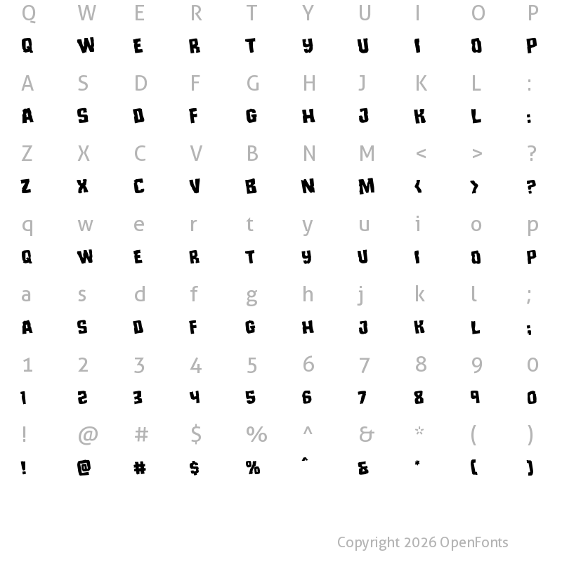 Character Map of Monster Hunter Rotated Regular
