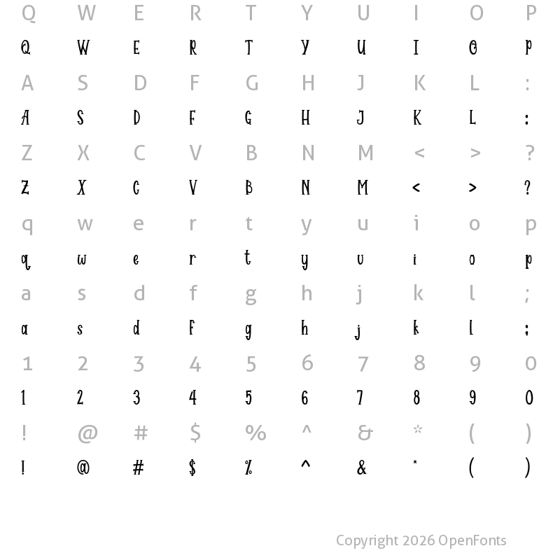 Character Map of Monster Sweetness Regular