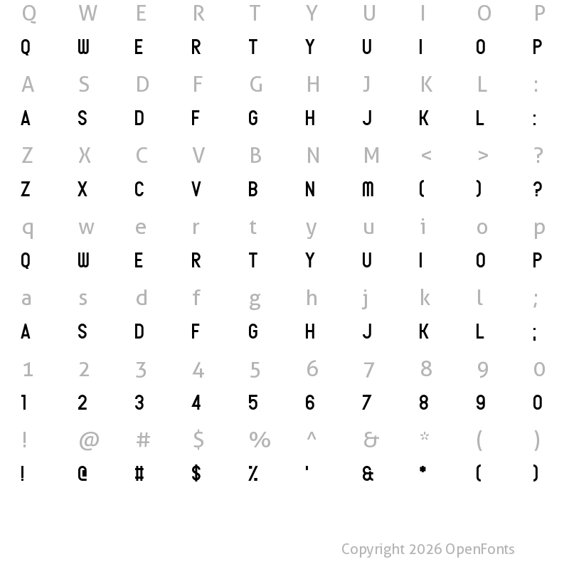 Character Map of Monster Twenty Regular