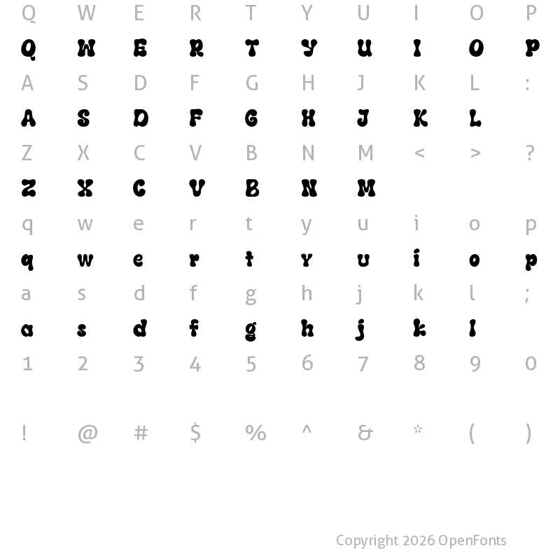 Character Map of MONSTRA GUTHEN Regular