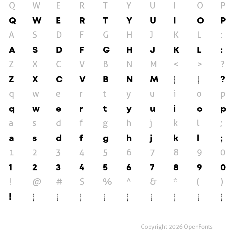 Character Map of Mont Blanc-Trial Bold