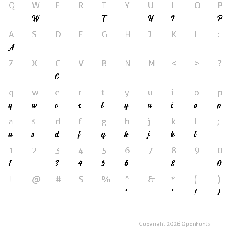 Character Map of MontanaTypeface ?