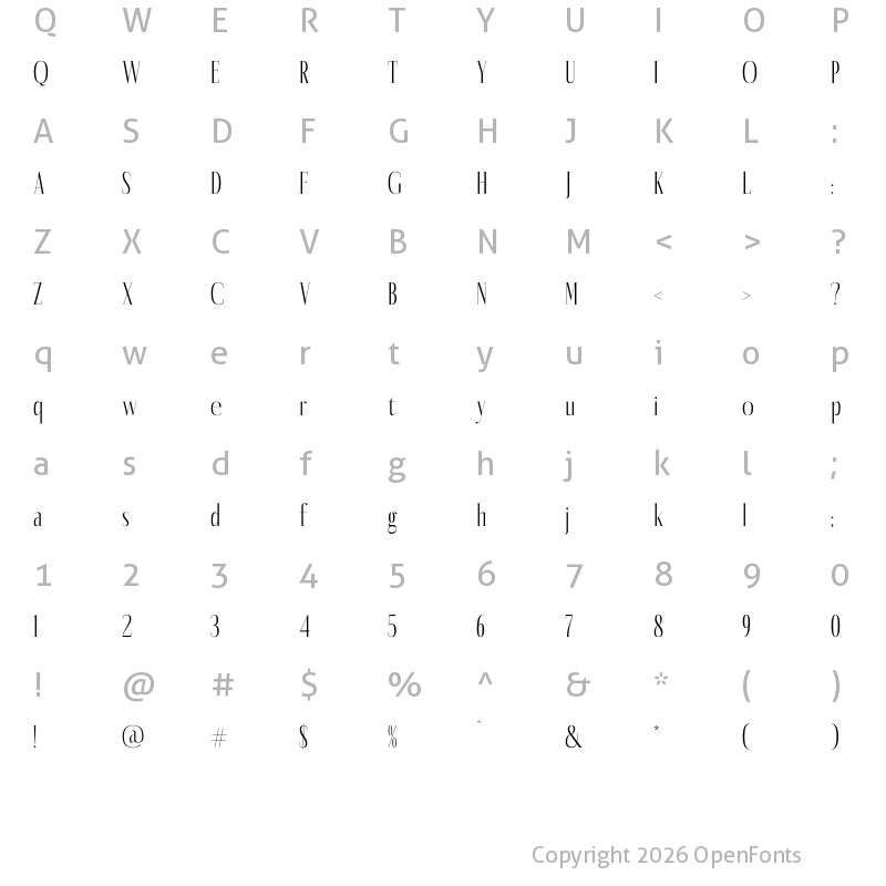 Character Map of Montaners Regular