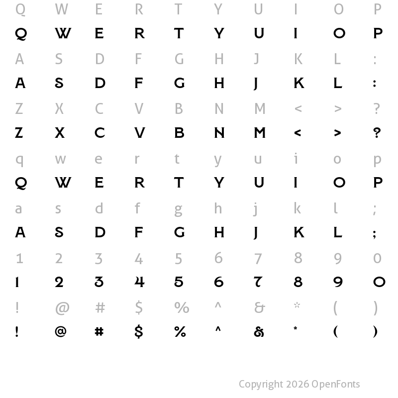 Character Map of Montecatini Pro Ampio Ultra