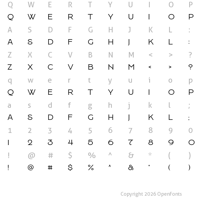 Character Map of Montecatini Pro Largo Medium