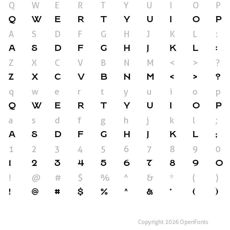 Character Map of Montecatini Pro Largo Ultra