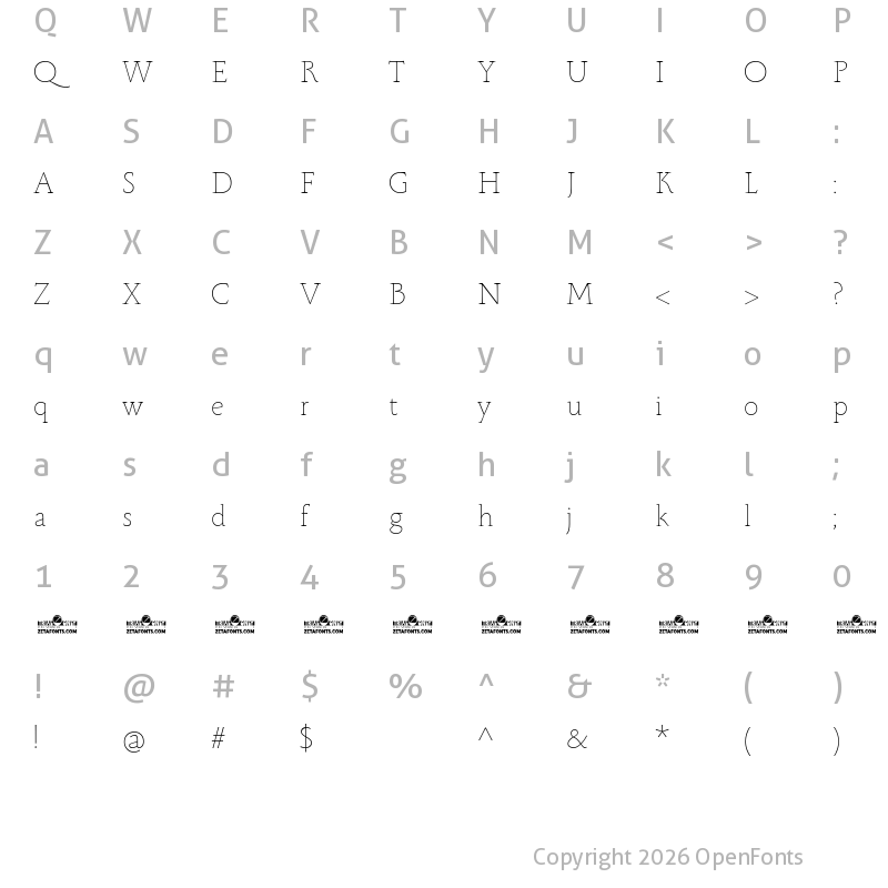 Character Map of Monterchi Serif Trial Thin