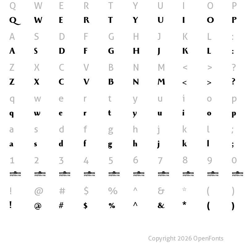 Character Map of Monterchi Trial Extrabold