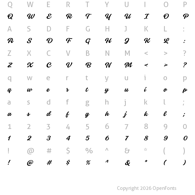 Character Map of Monteria Regular
