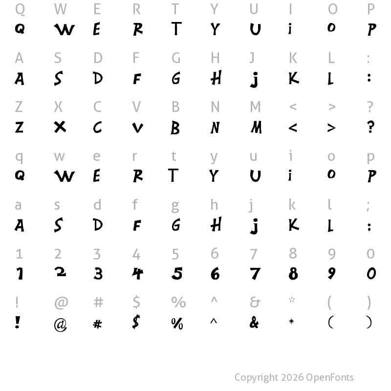 Character Map of Montgomery Regular