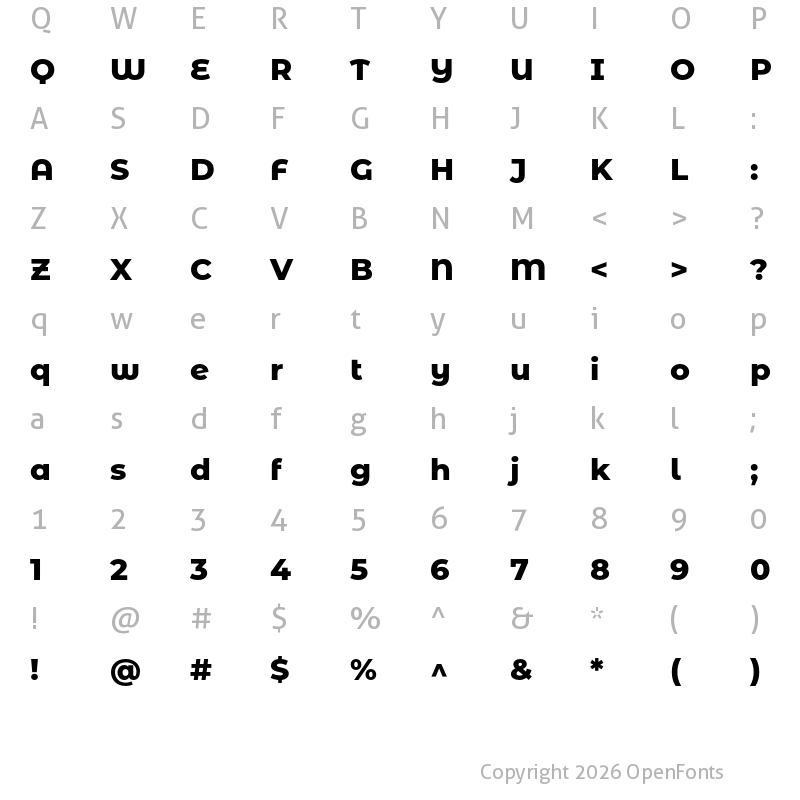 Character Map of Montserrat Alternates ExtraBold
