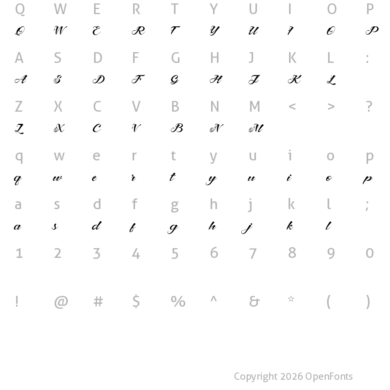 Character Map of Monyline Regular