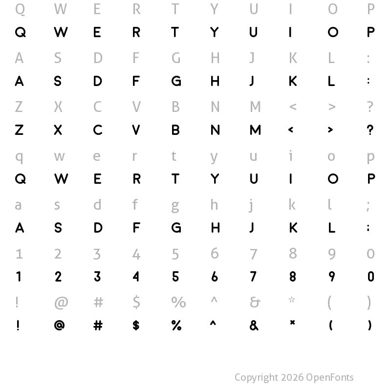 Character Map of Moon Bold