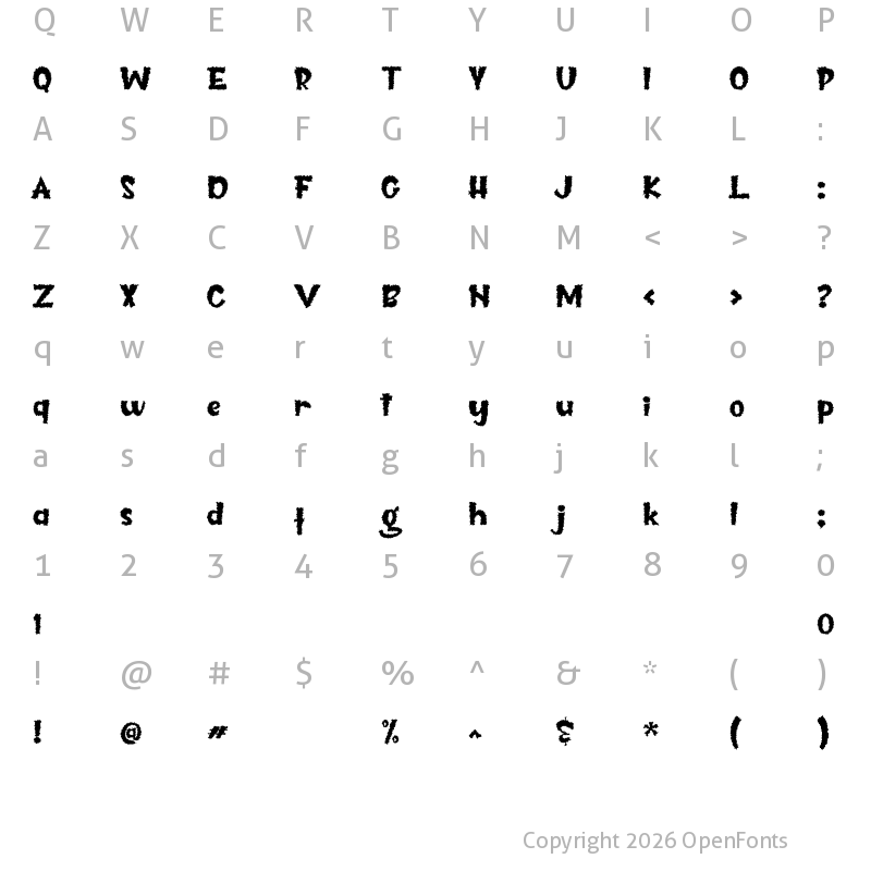 Character Map of Moon Scream -Personal Use Regular