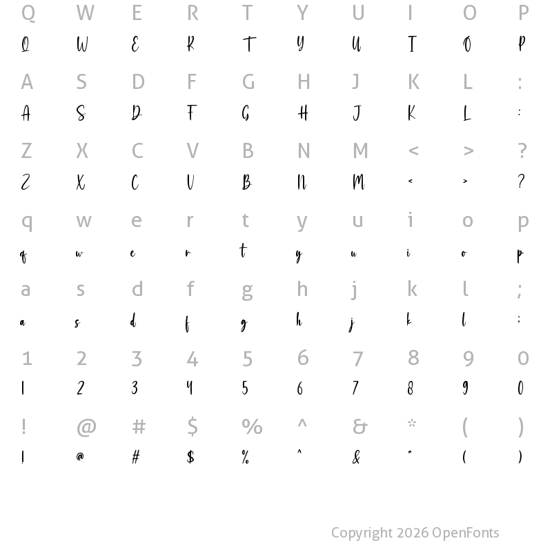 Character Map of Moonflowers Regular