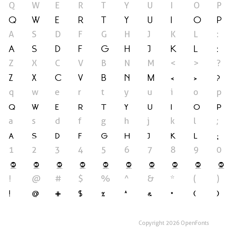 Character Map of Moonglade DEMO Bold