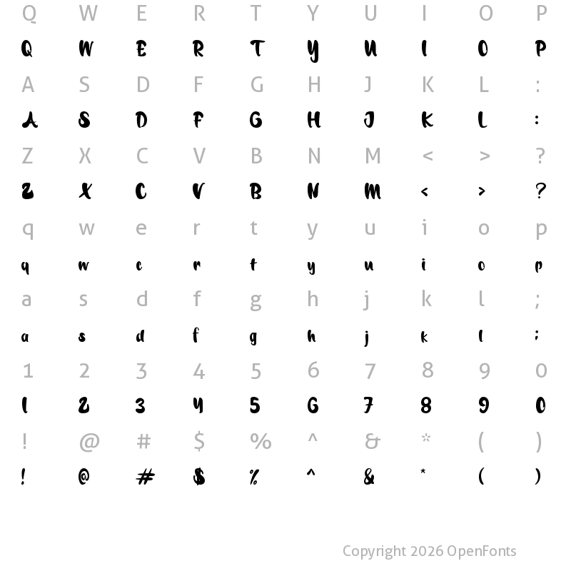 Character Map of Moonliona Regular
