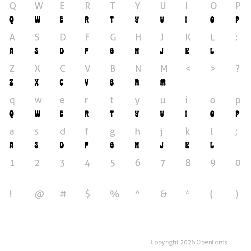 Character Map of Mooschak Free Bold