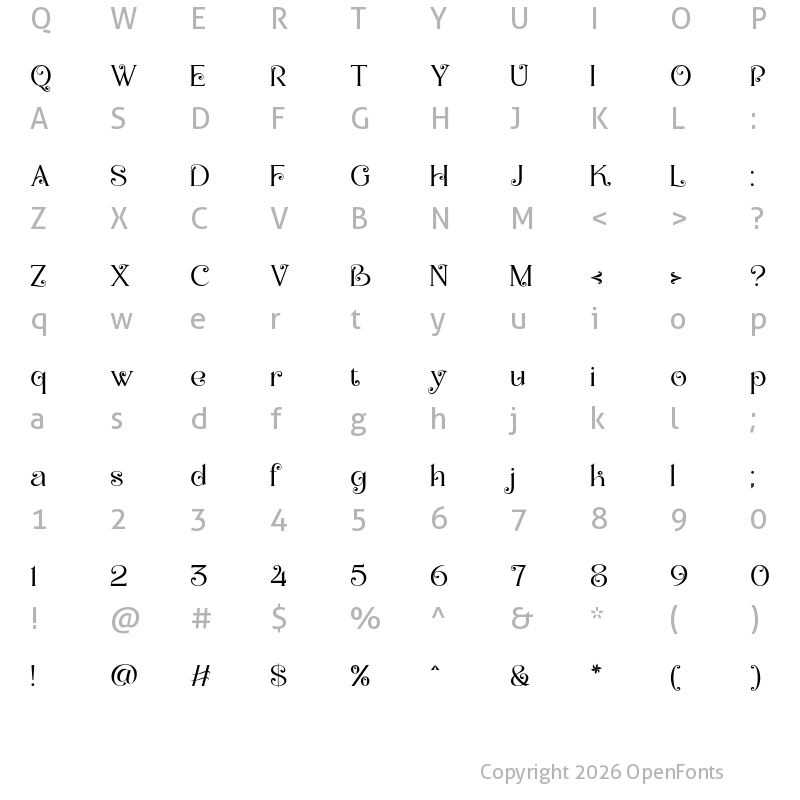 Character Map of Moot jungle free version Regular