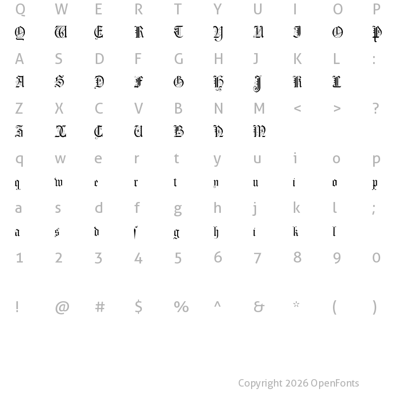 Character Map of Morcrepito Regular