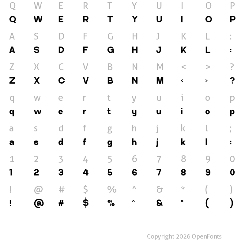 Character Map of Mordeka Regular