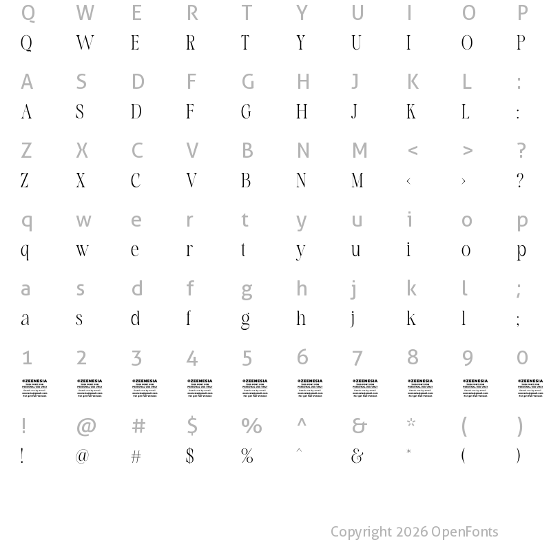 Character Map of More Bright Personal Use Only Regular