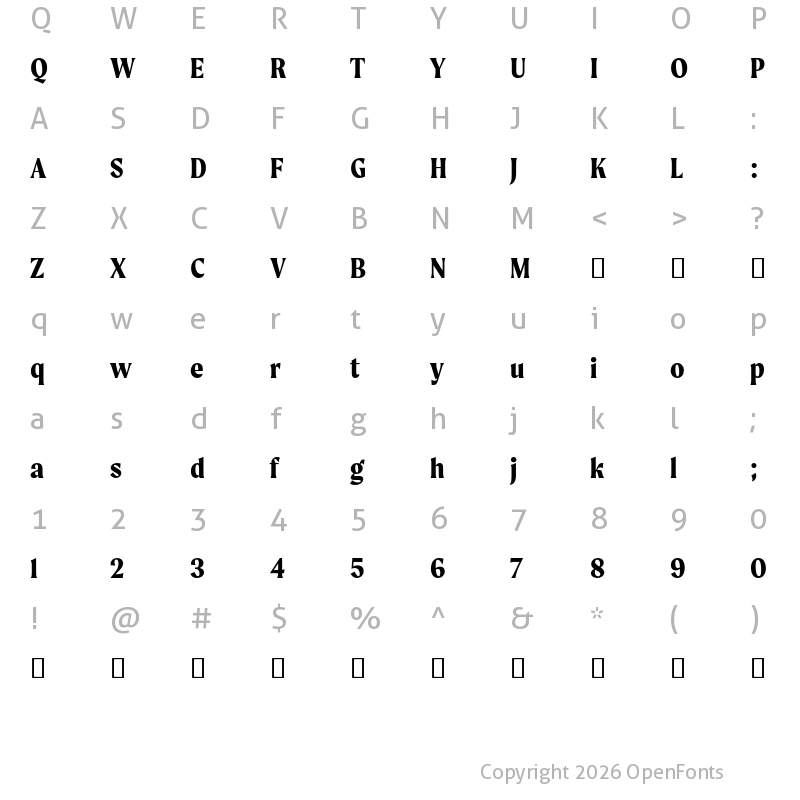 Character Map of Moret Bold