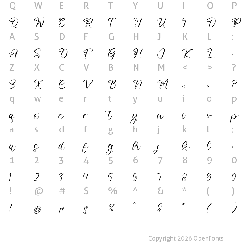 Character Map of Morietta Garden Regular