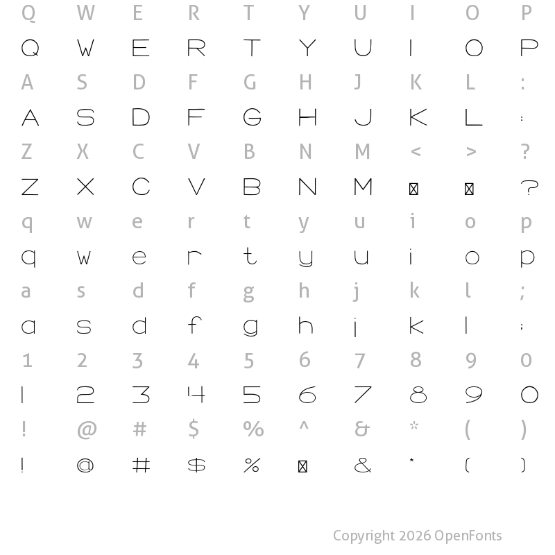 Character Map of Morning Crescent Regular