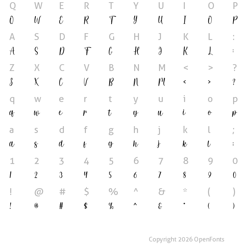 Character Map of Morning Regular