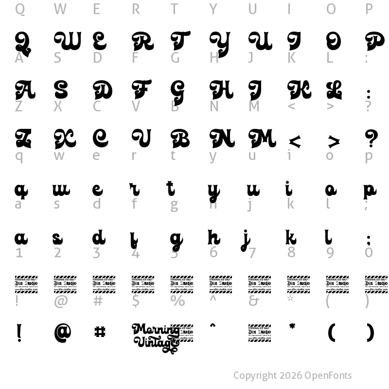 Character Map of Morning Vintage Personal Use Only Regular