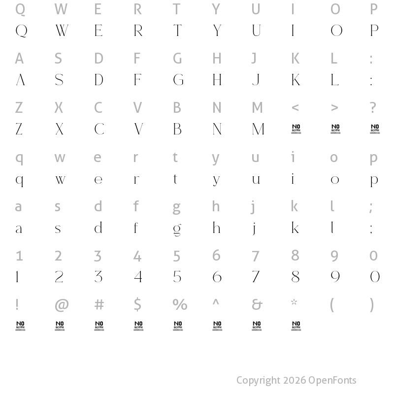 Character Map of Morona Regular