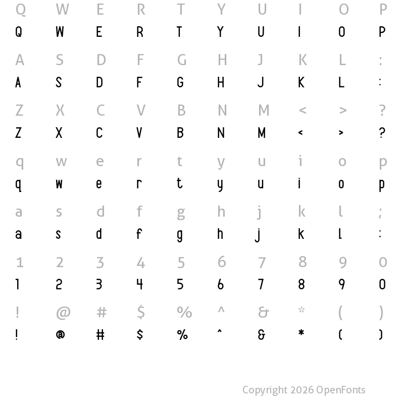 Character Map of Morqueen Regular