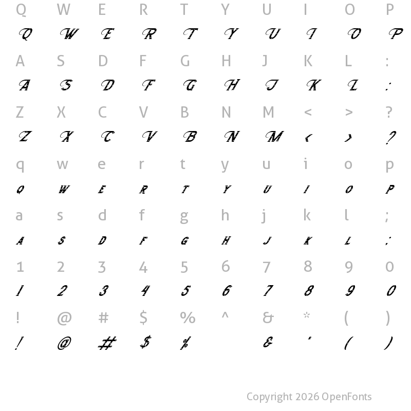 Character Map of Morthwicks Italic