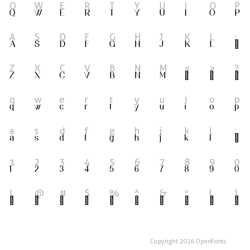 Character Map of Mortissimo Personal Use Regular