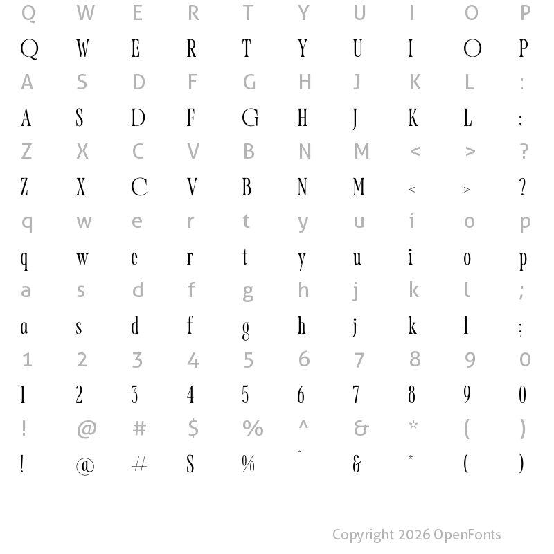Character Map of Mosfaghet Regular