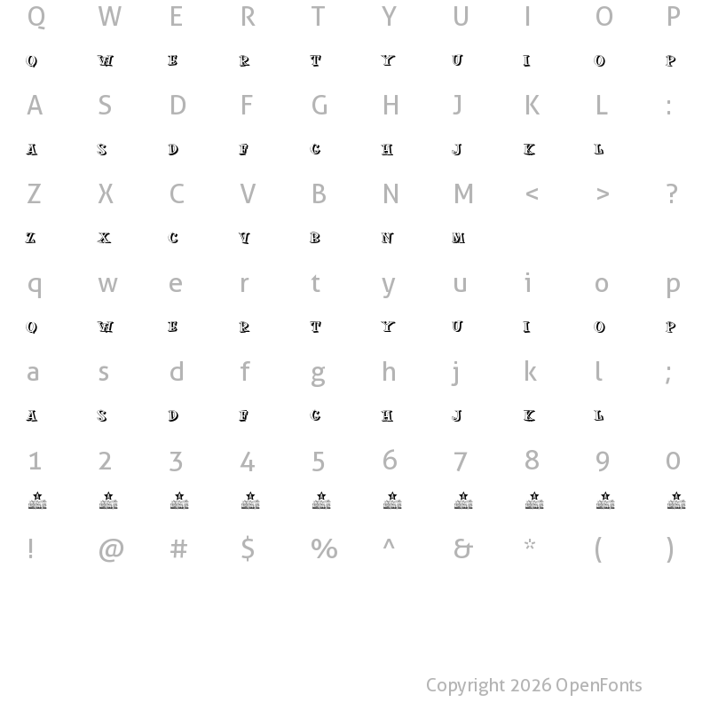 Character Map of MOSKITOES SHADOW Regular
