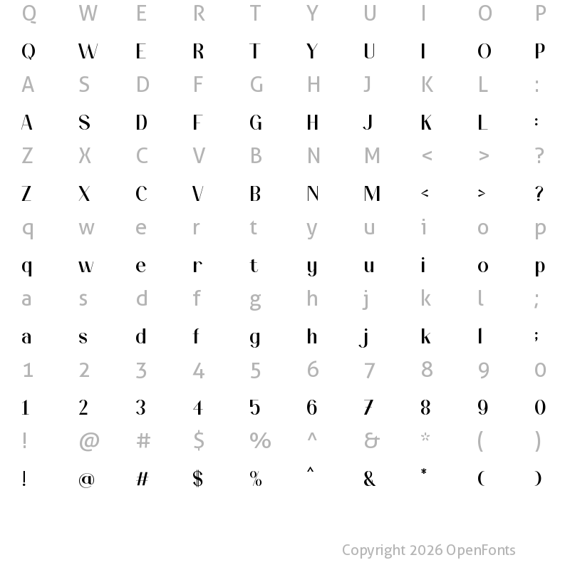 Character Map of Mostery Regular