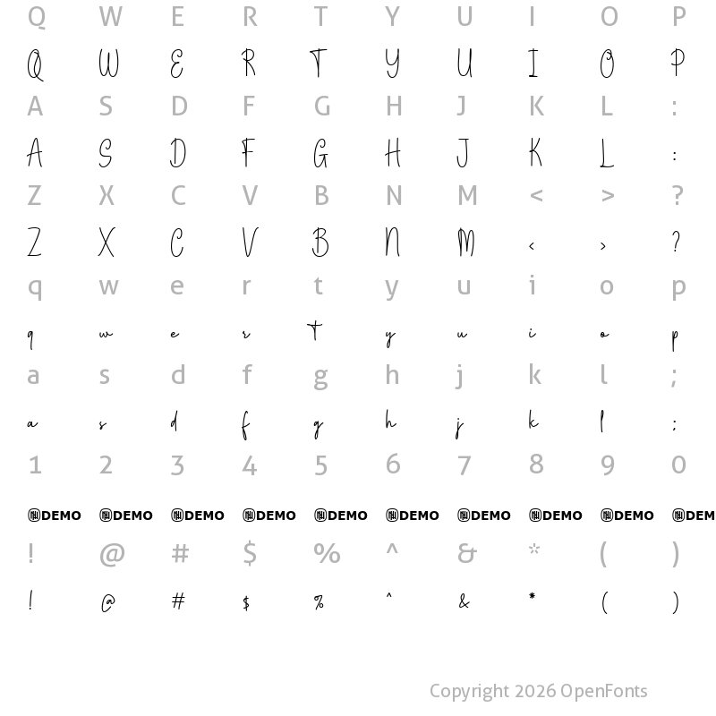Character Map of Mostly Floral Regular
