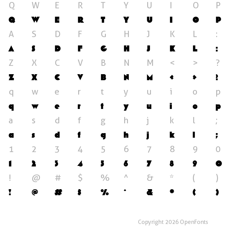 Character Map of Mostra Nuova Black