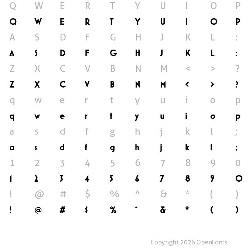 Character Map of Mostra Nuova Bold
