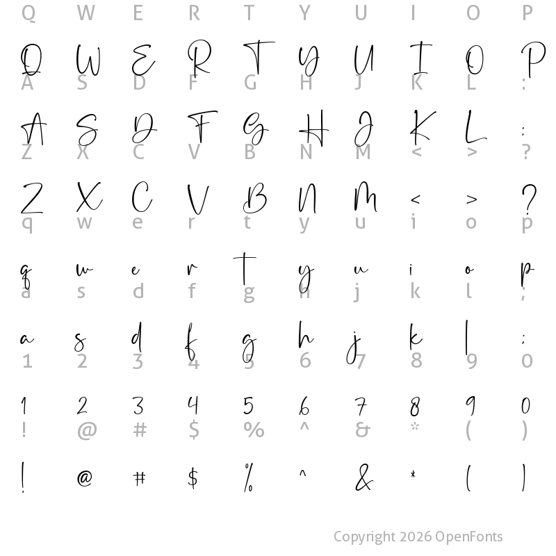 Character Map of Mother Carmel Regular