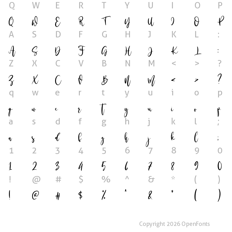 Character Map of Mothersmile Regular