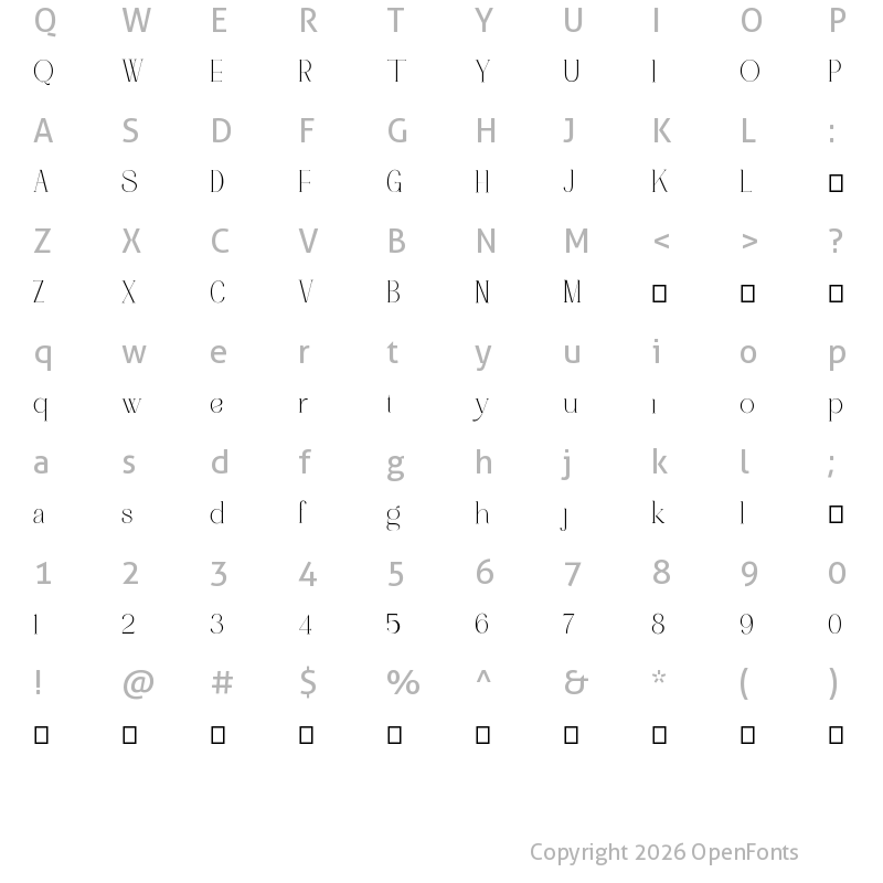 Character Map of Motherva Light