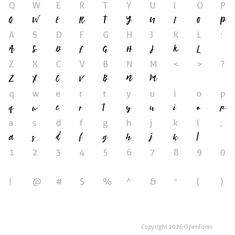 Character Map of Motisan Brush 2 Regular