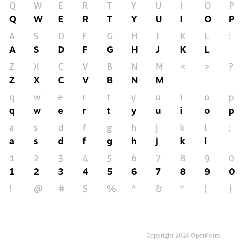 Character Map of Motiva Sans Test Bold