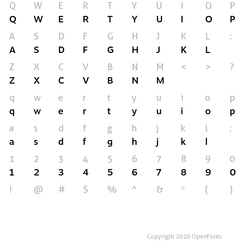 Character Map of Motiva Sans Test Medium