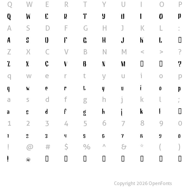 Character Map of Motrhead Grotesk