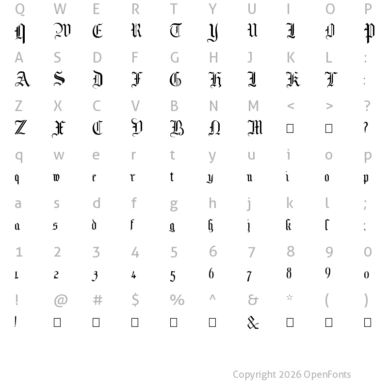 Character Map of MottisfontNo1 Regular