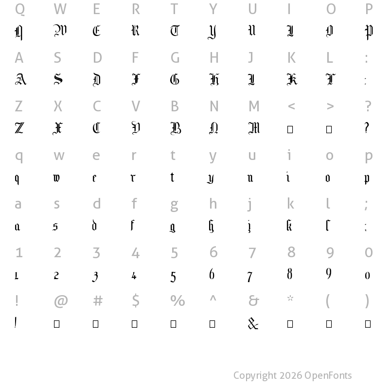 Character Map of MottisfontNo2 Regular
